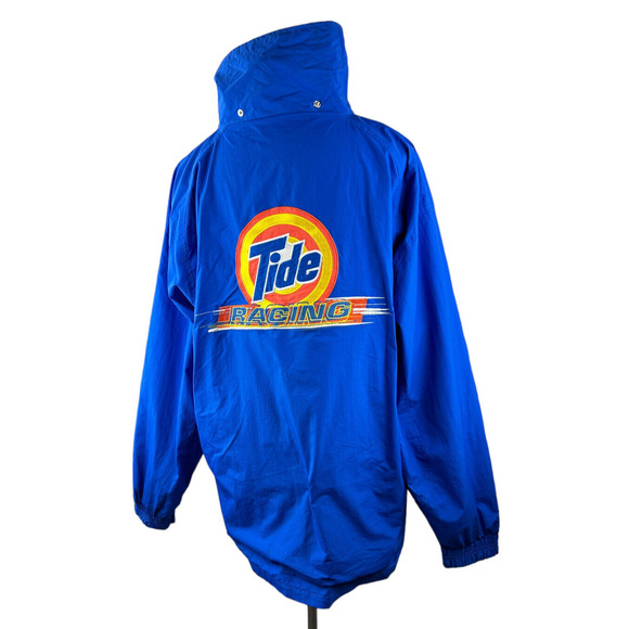 Tide Downy Jacket Blue Nylon Embroidered Full Zip Shell Windbreaker Men's XL - Picture 6 of 15